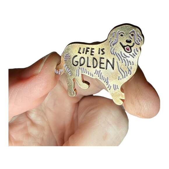 Unbranded Jewelry - Life is Golden Golden Retriever Enamel Lapel Pin Brooch